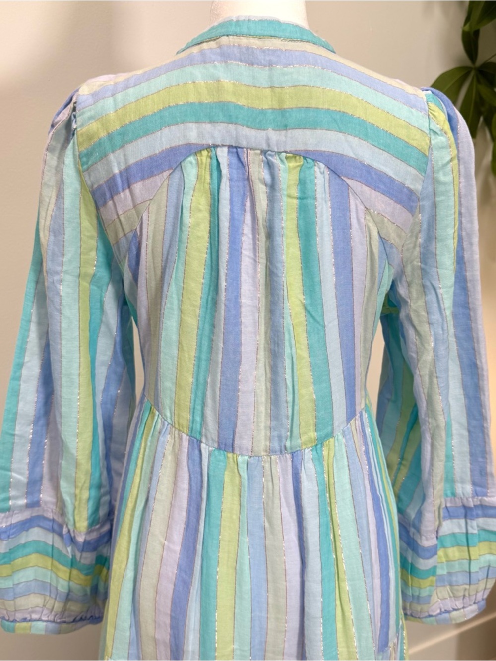 Anthropologie Coastal Boho Celandine Blue Sea Stripe Maxi Dress NWT S Flowy - Picture 10 of 11